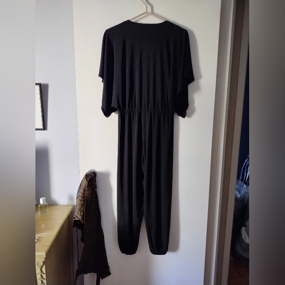 NORMA KAMALI Black Jersey V Neck Rectangle Jog Jumpsuit S - Picture 6 of 6